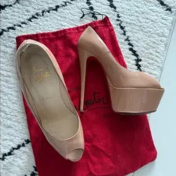 Christian Louboutin Beige Patent Platform Heels - Picture 2 of 2